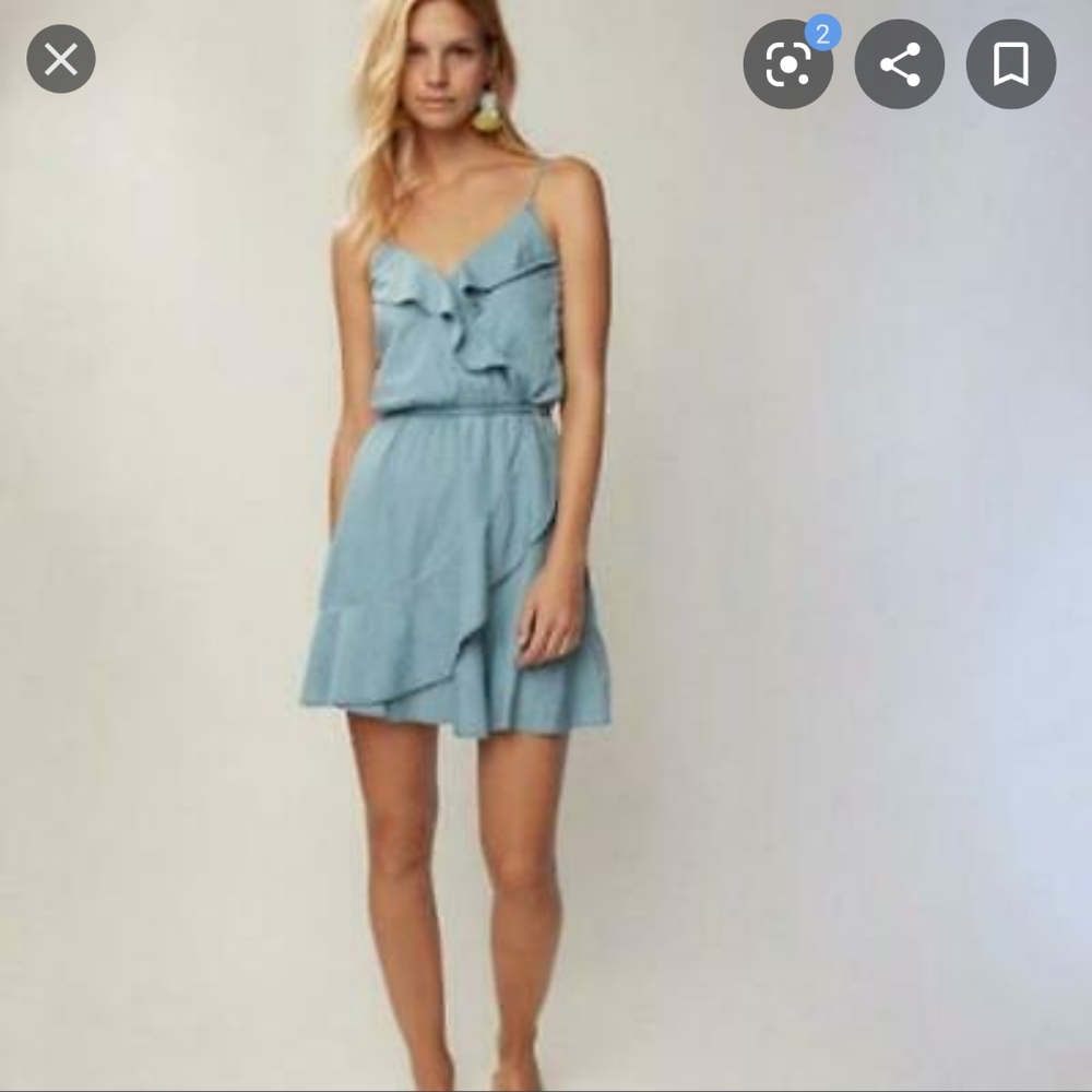 Denim ruffle cami dress